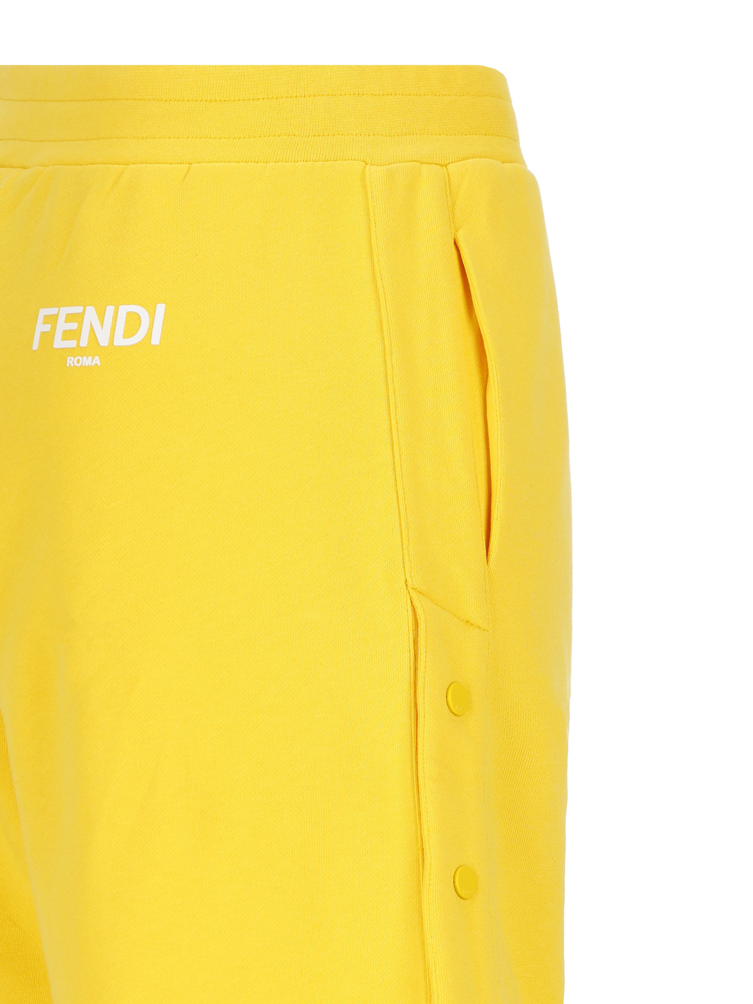 Fendi Press-stud Fleece Shorts In Yellow