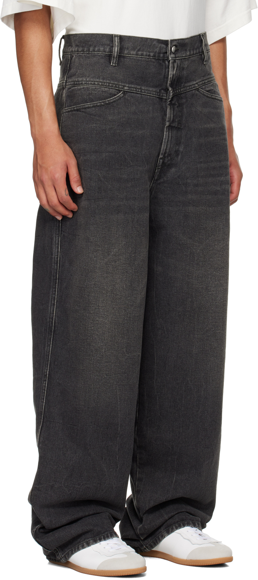 Hed Mayner Black Four-pocket Jeans In Black