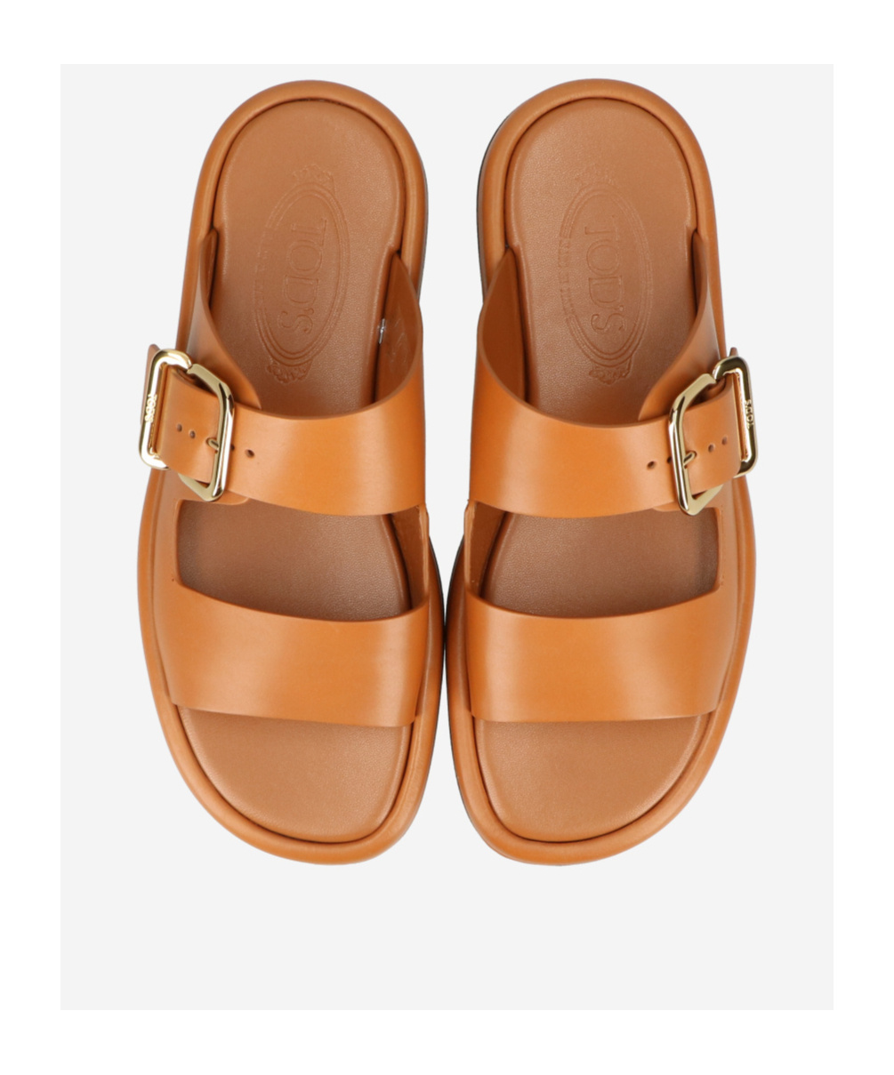 Tod's Round-headed Flat Sandals In Brown