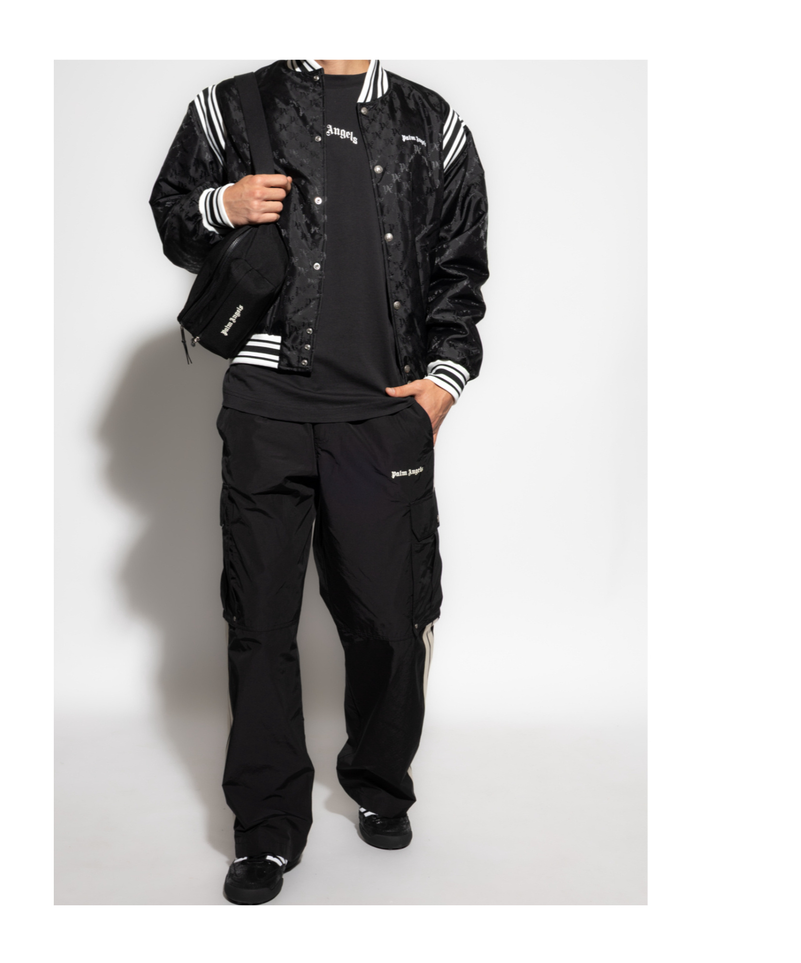 Palm Angels Logo-pattern Bomber Jacket In Black