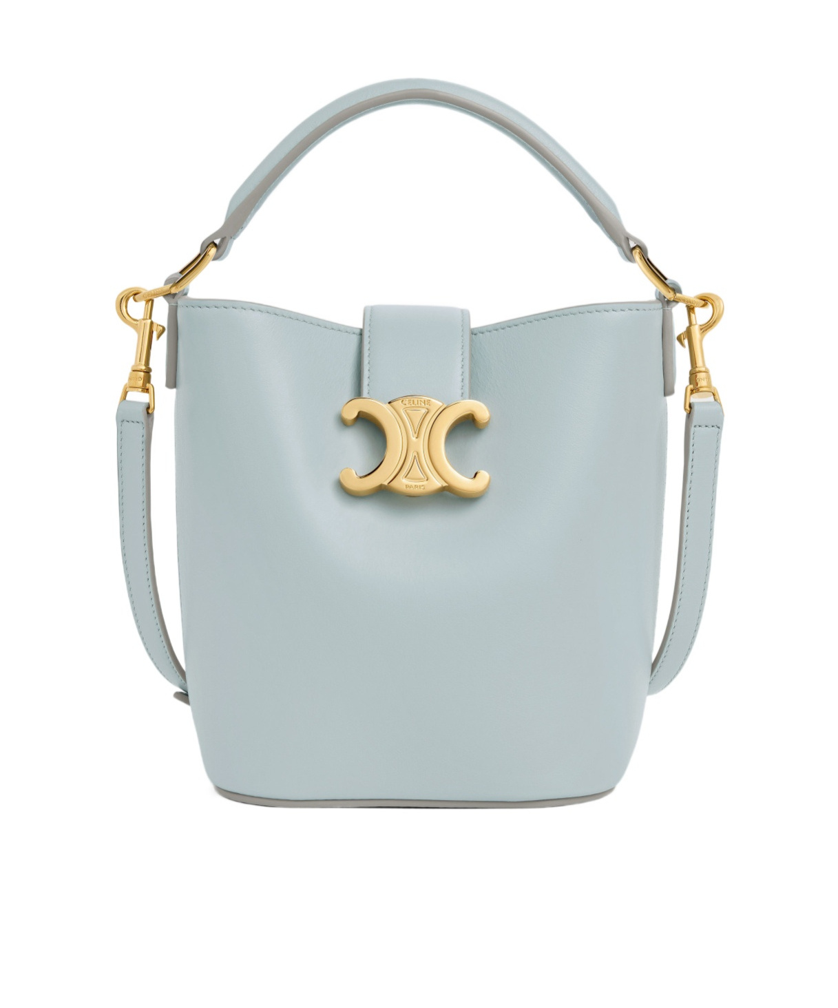 Celine Letter Detail Bucket Bag In Gray