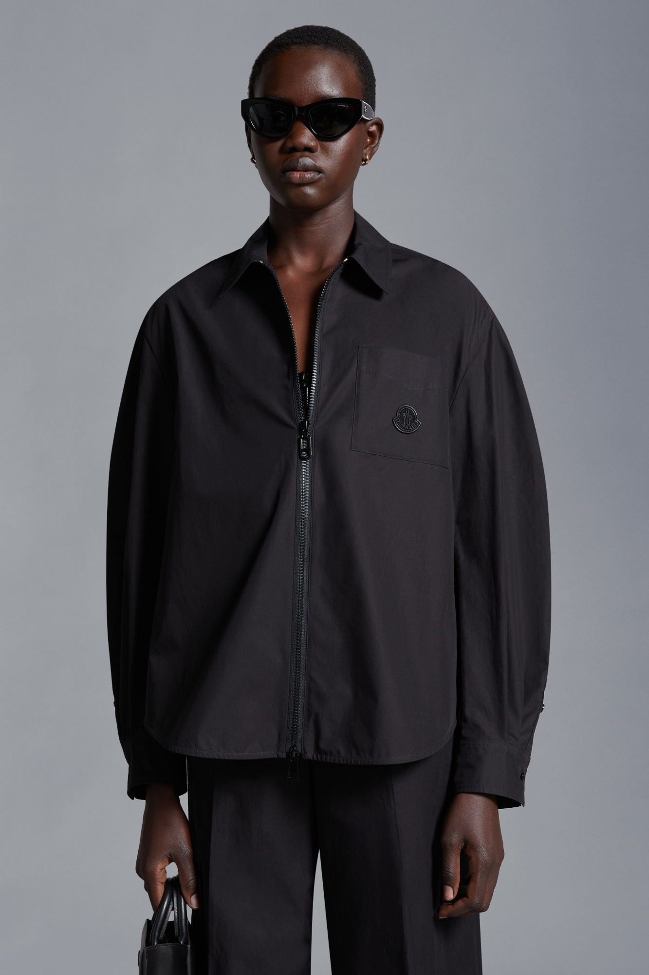 Moncler Logo-patch Cotton Jacket In Black