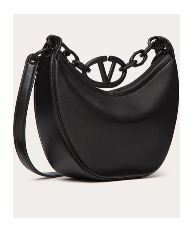 Valentino Mini Hobo Vlogo Shoulder Bag In Black