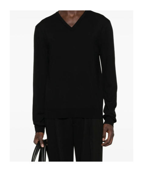 The Row V-neck Wool Sweater In Black