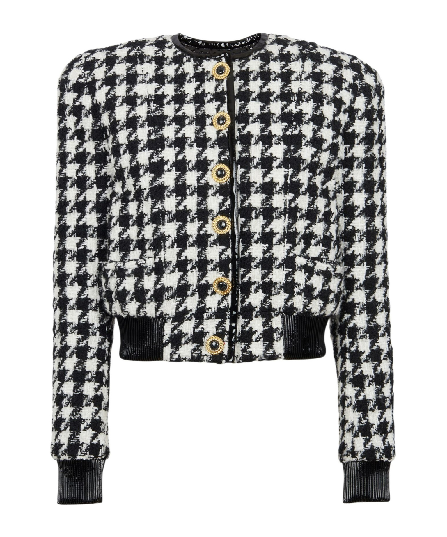 Shop Balmain Casual Jacket With Houndstooth Pattern In Black