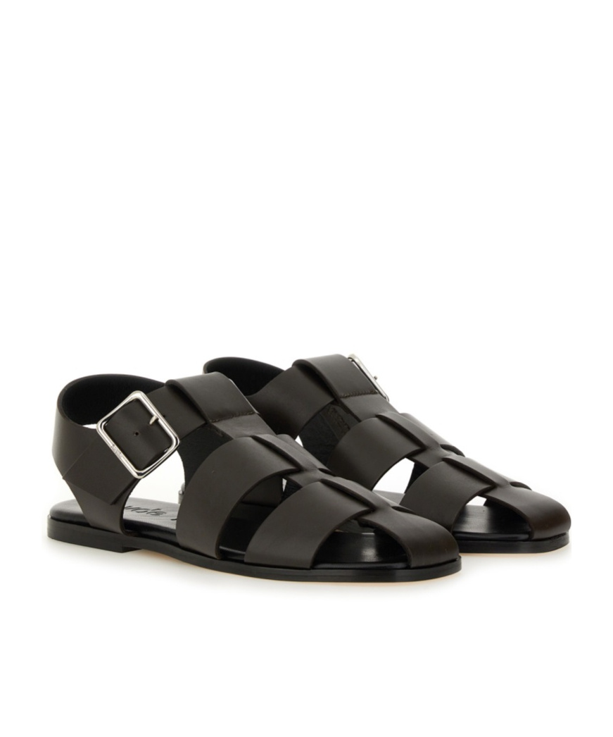 Aeyde Buckle Fastened Cut Out Sandals In Brown