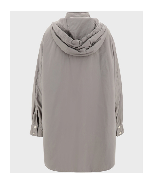 Herno Longline Hooded Jacket Adjustable Drawstring In Gray