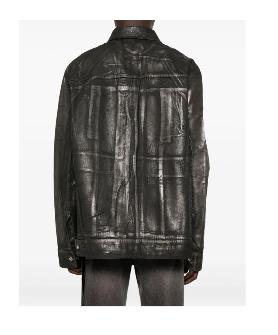 Rick Owens Drkshdw Jumbo Metallic-effect Denim Jacket In Black