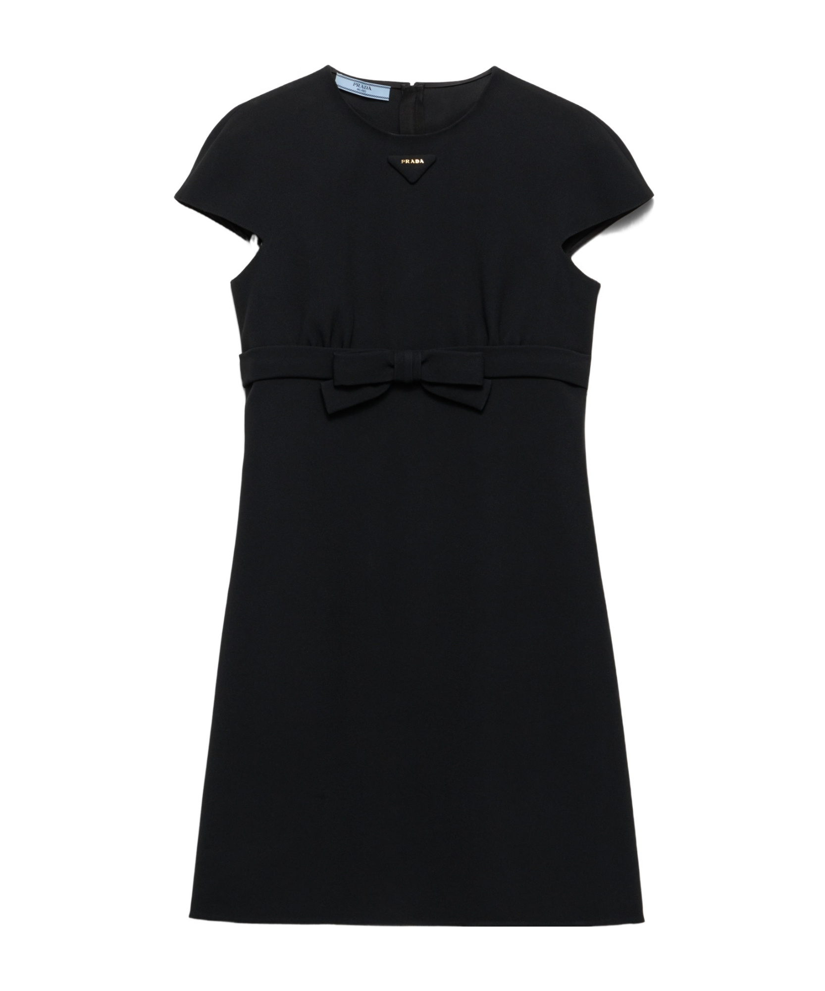 Prada Bow Sable A-line Mini Dress In Black