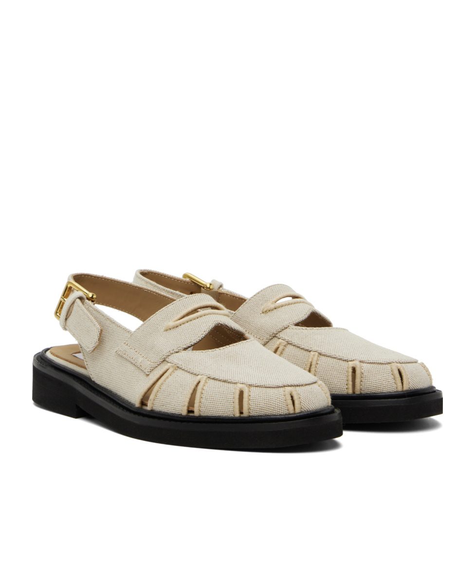 Thom Browne Beige Slingback Cutout Sandals In Nude