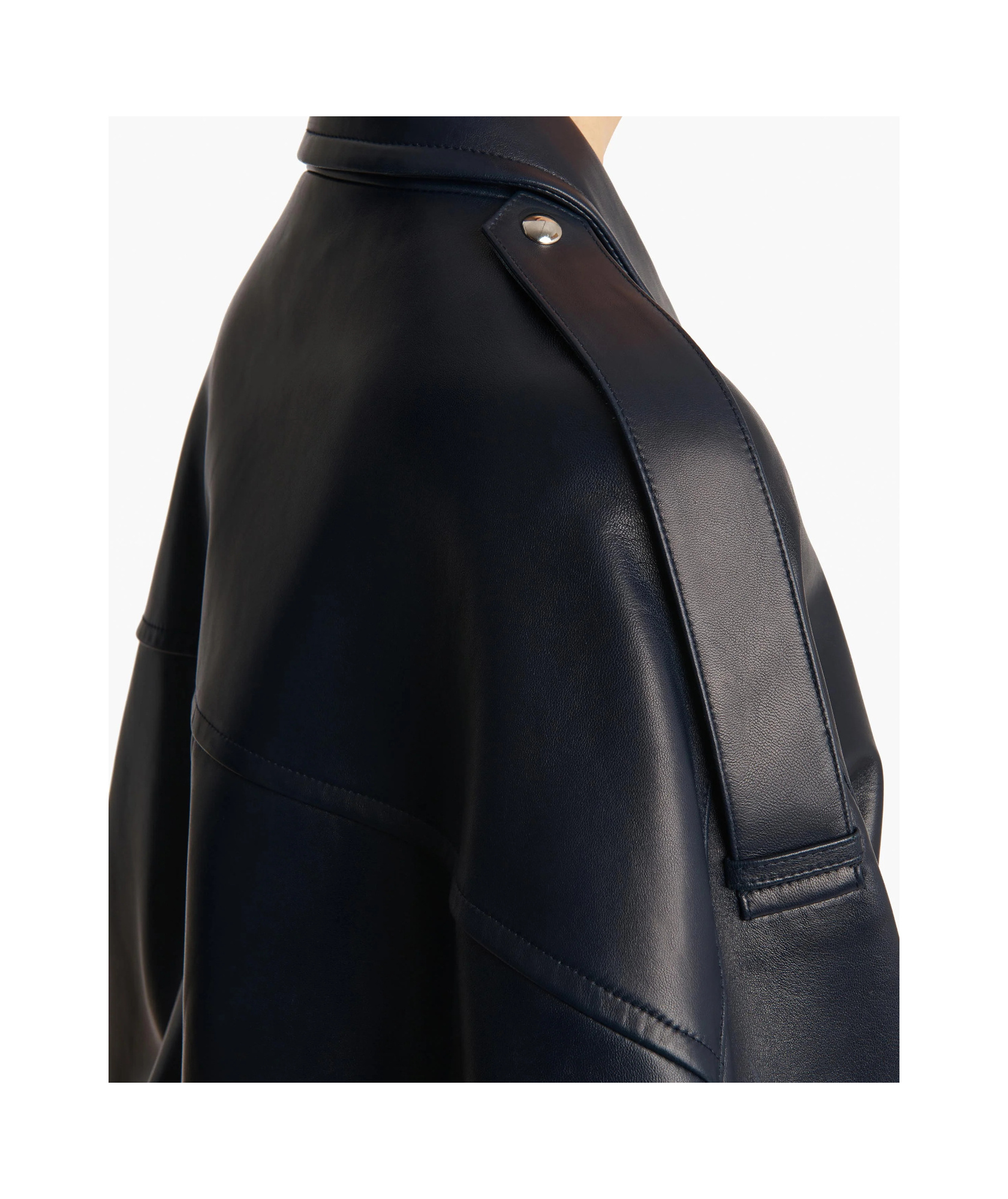 Khaite Oversized Owey Leather Jacket In Blue