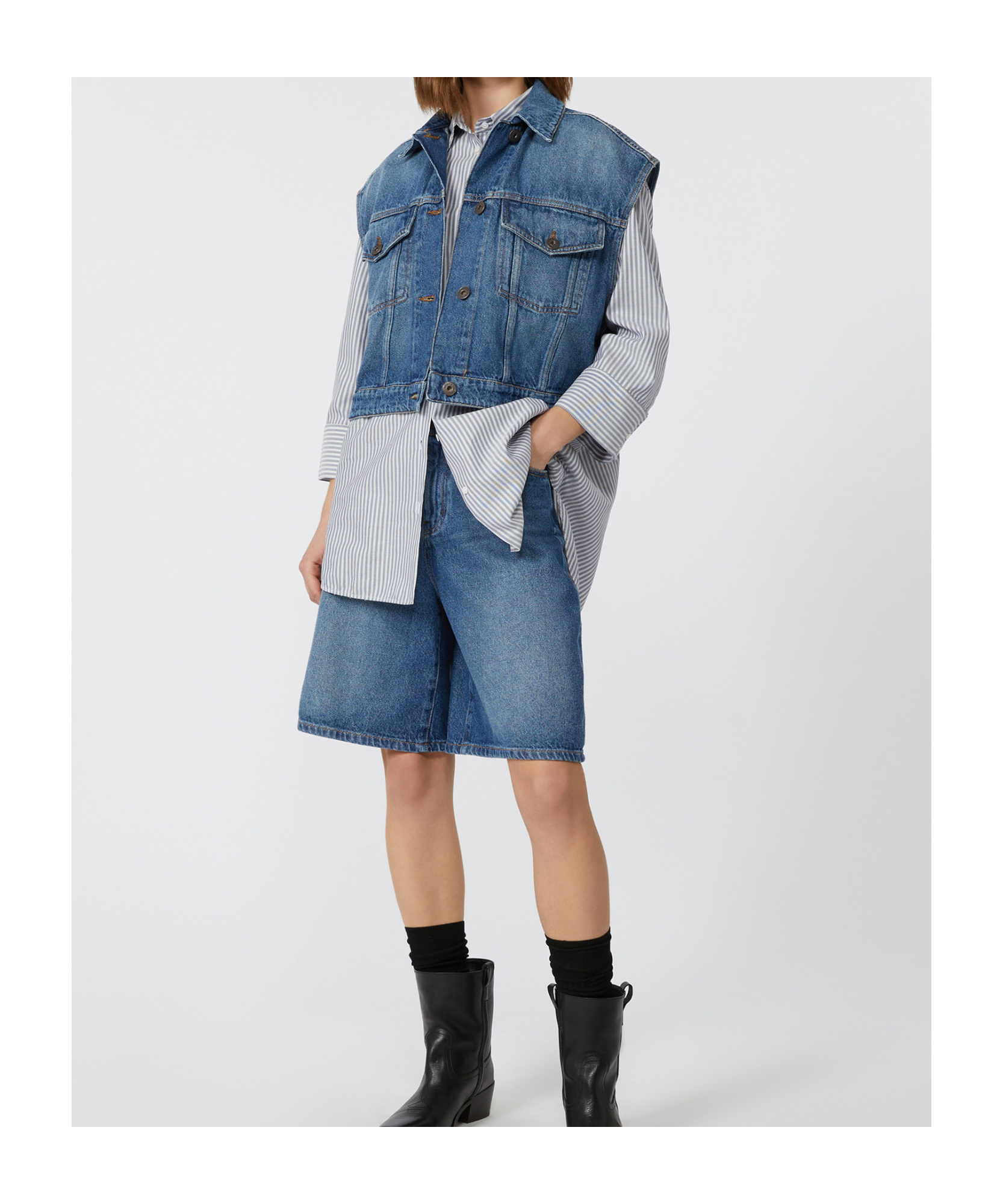 WEEKEND MAX MARA COTTON DENIM GILET