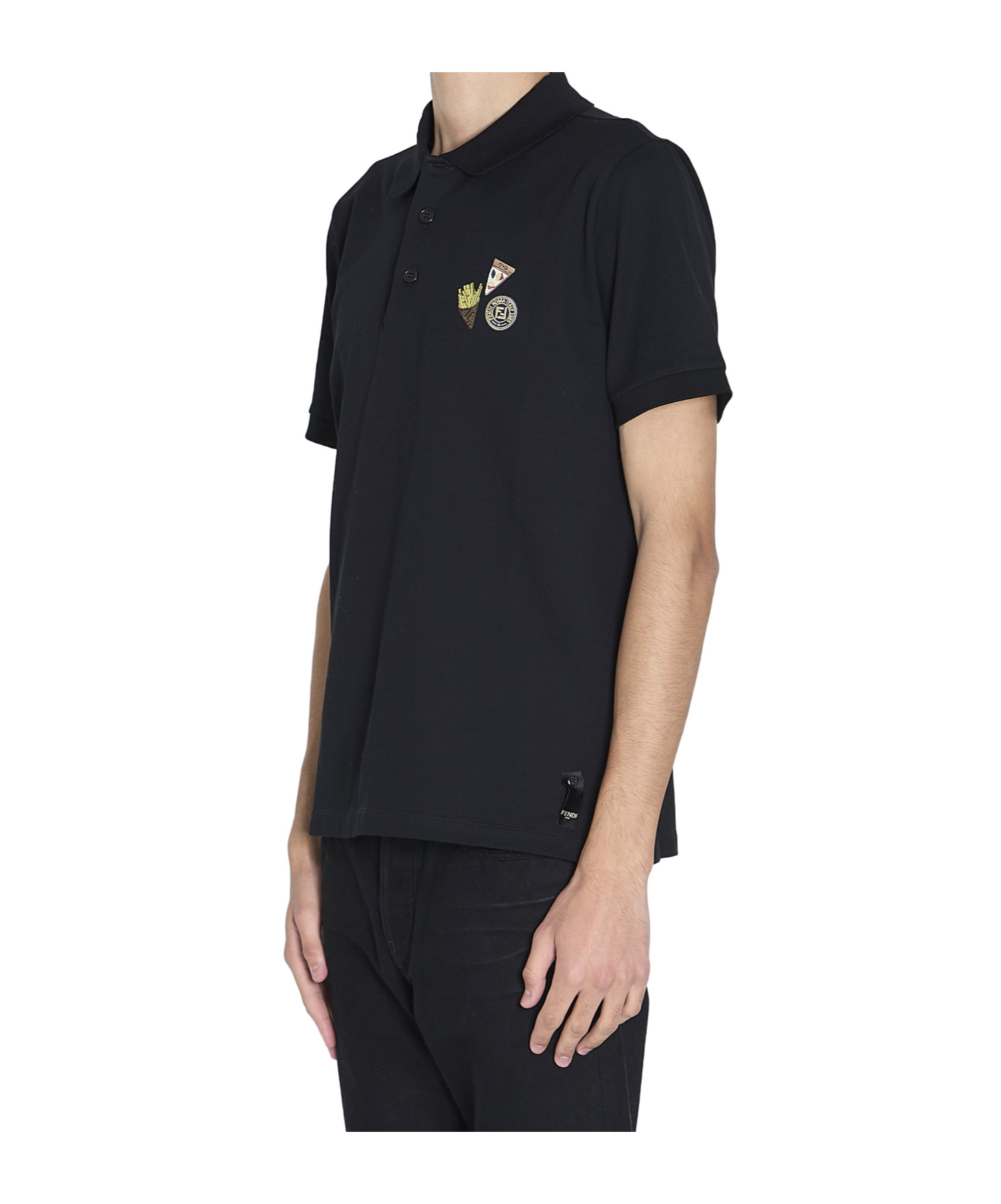 Fendi Logoed Polo Shirt In Black