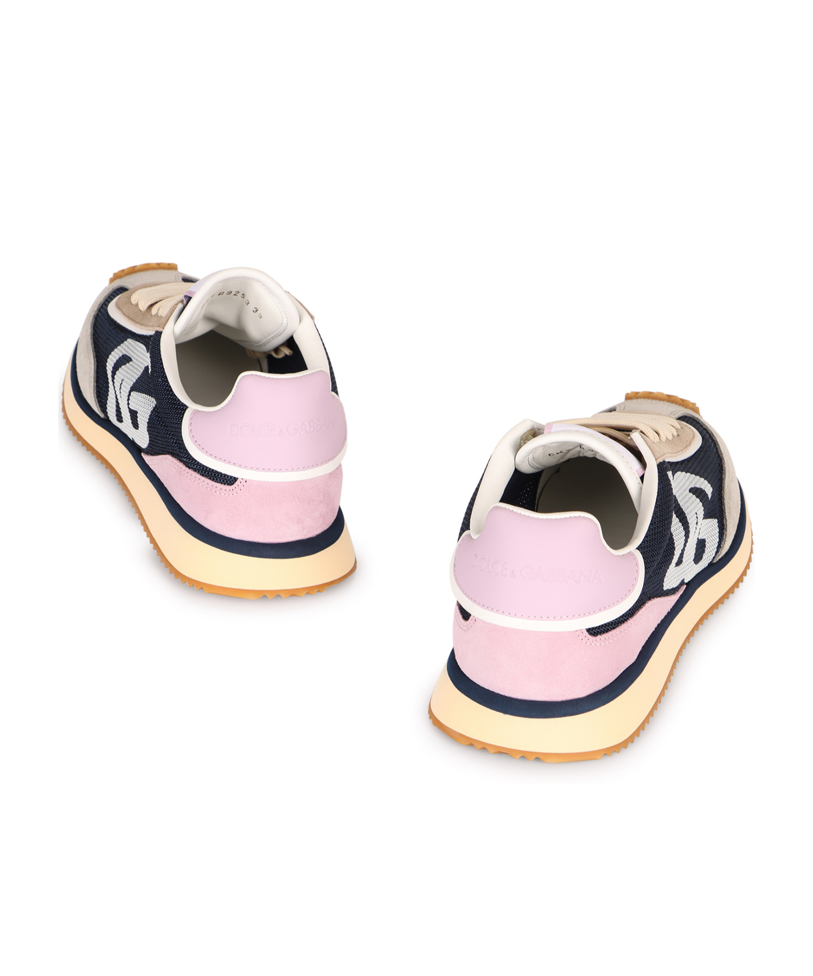 Dolce & Gabbana Cushion Sneakers With Mesh And Suede In Nude