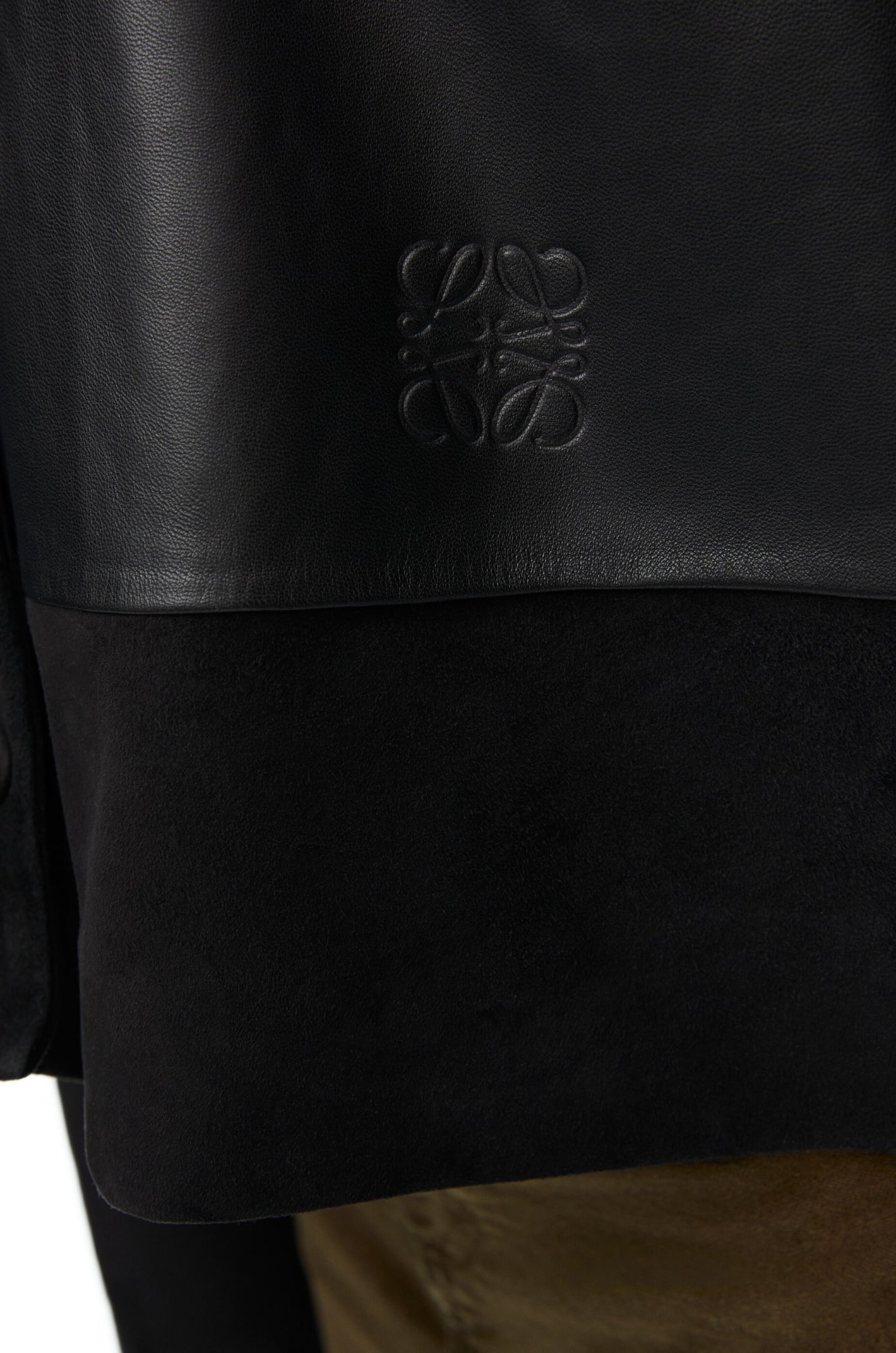 Loewe Anagram-debossed Leather Blazer In Black