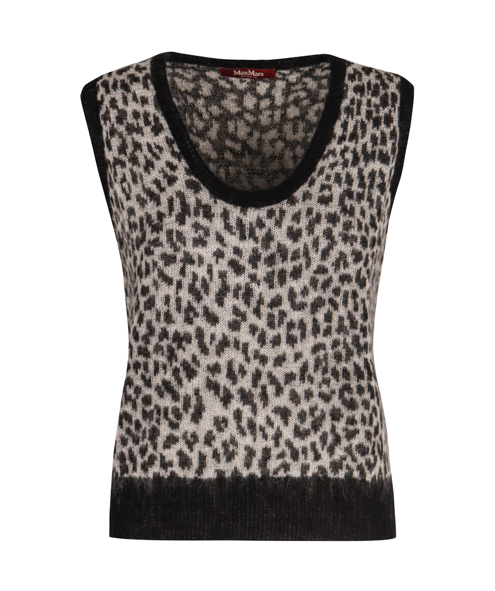 Max Mara Women's Jacquard Knit Cardigan With Leopard Motif In Black