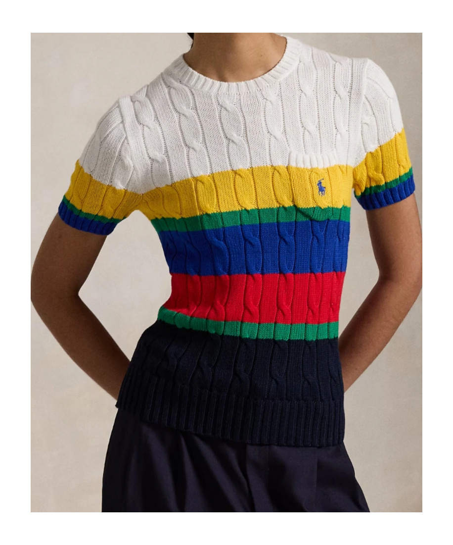 Shop Polo Ralph Lauren Cable-knit Top In Multicolor