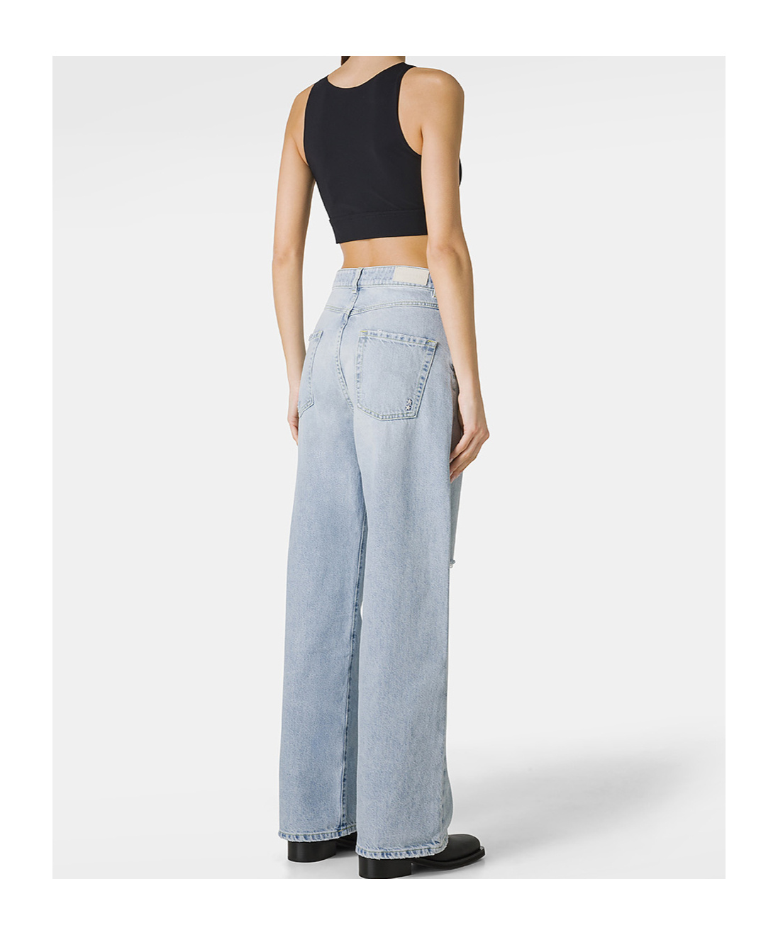 Icon Denim Poppy Ripped Jeans With Logo Patch In Blue
