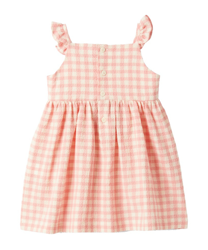 Il Gufo Gingham Ruffled Dress In Pink