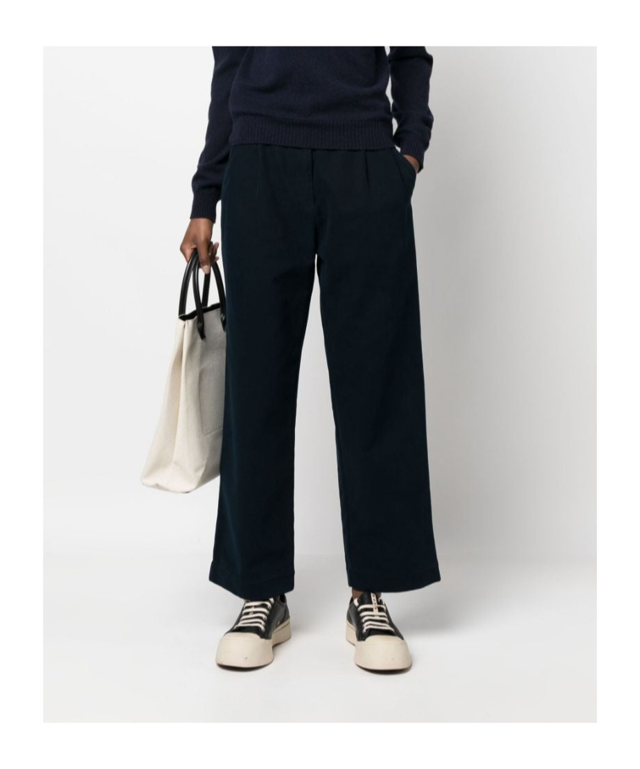 Apc Pleat-detail Wide-leg Cotton Trousers In Black