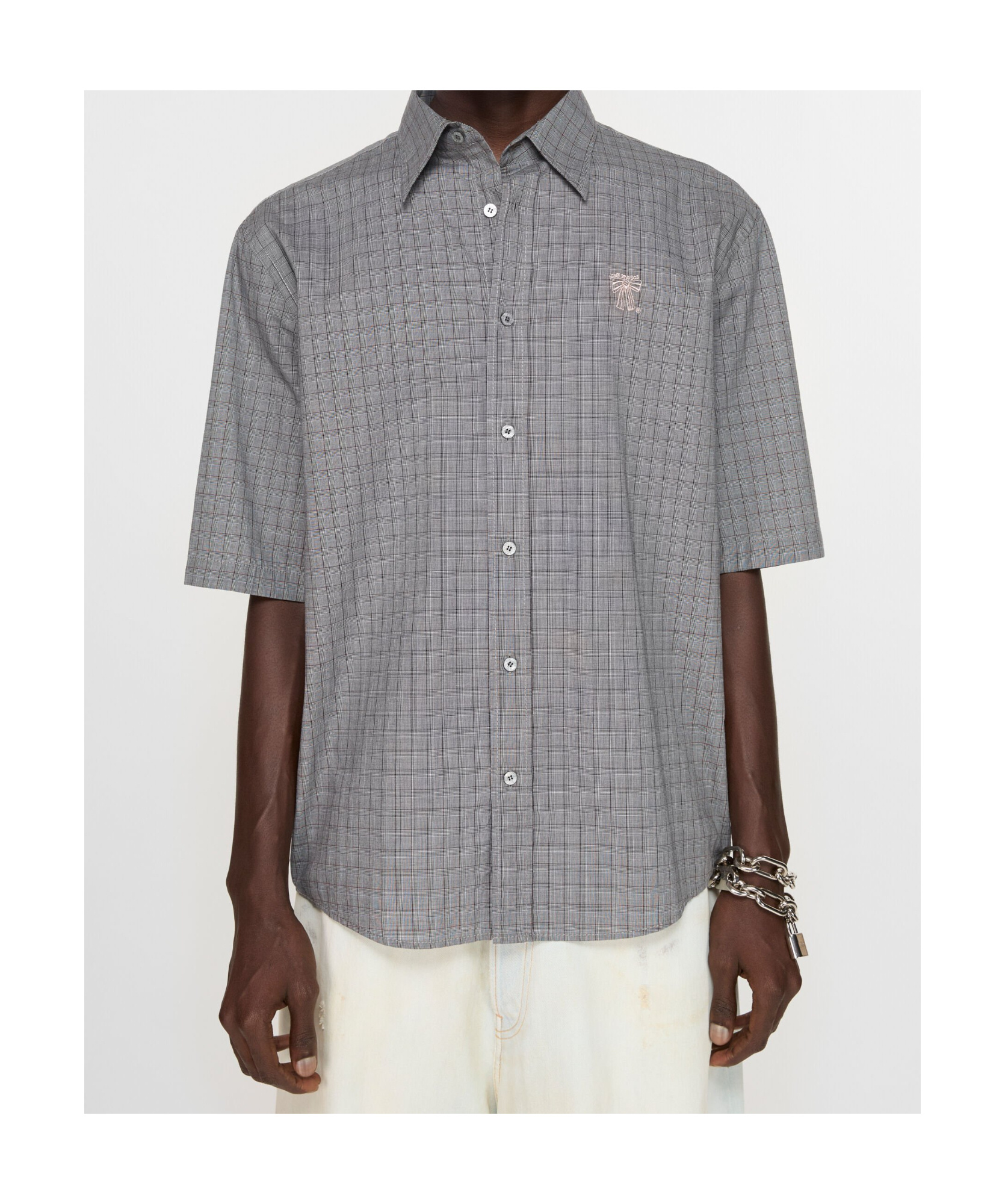 Shop Acne Studios Short-sleeve Button-up Shirt In Gray
