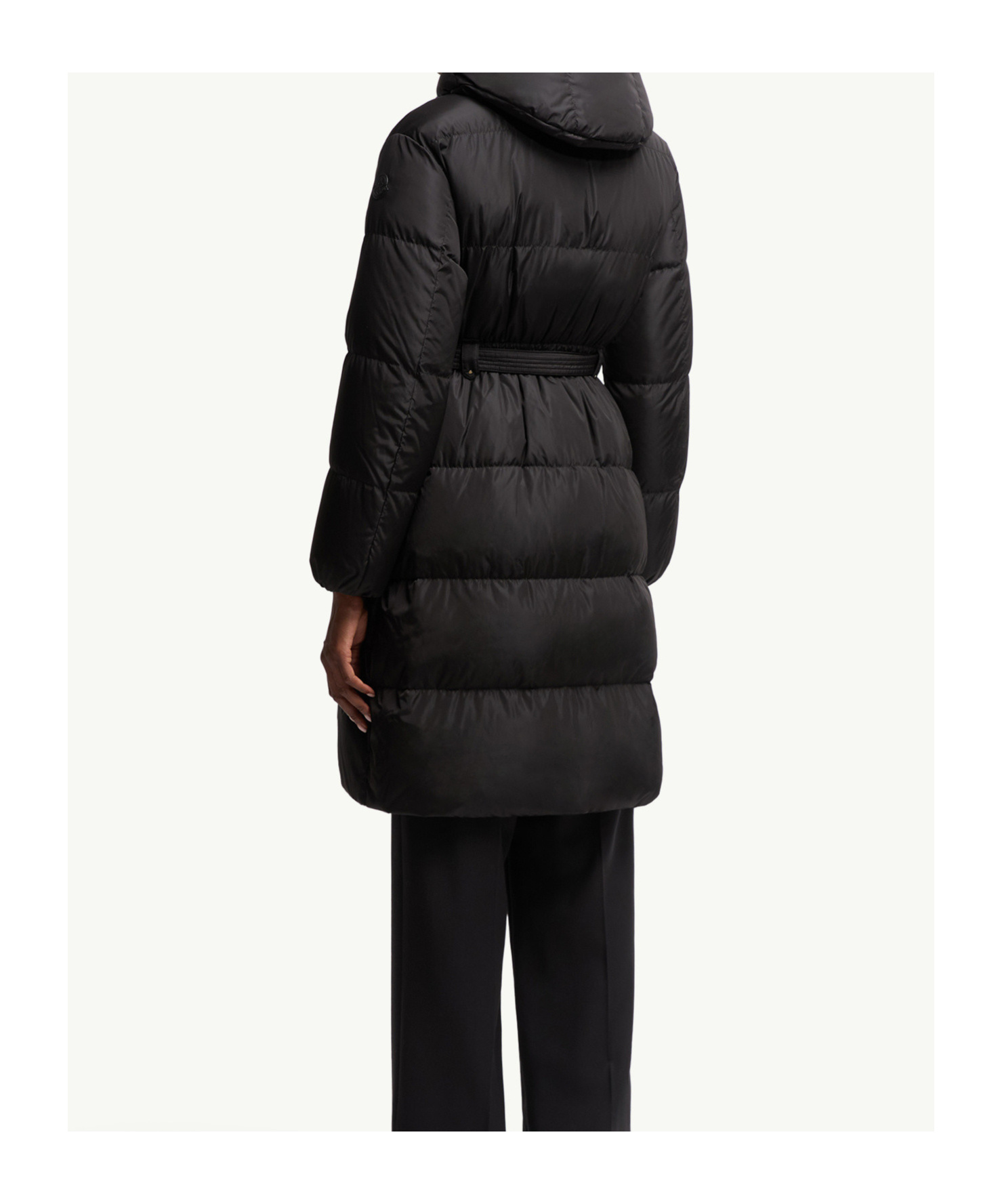 Moncler Briant Hooded Long Down Jacket In Black
