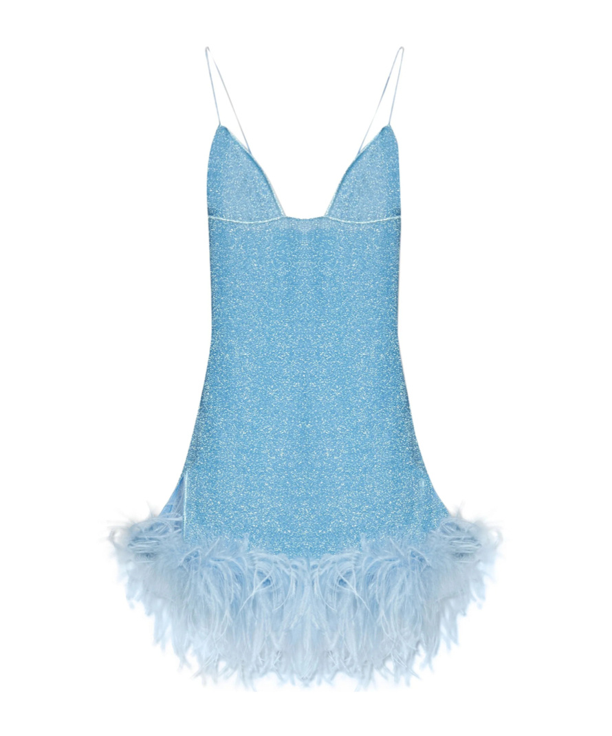 Oseree Lumiere Plumage Short Dress In Blue