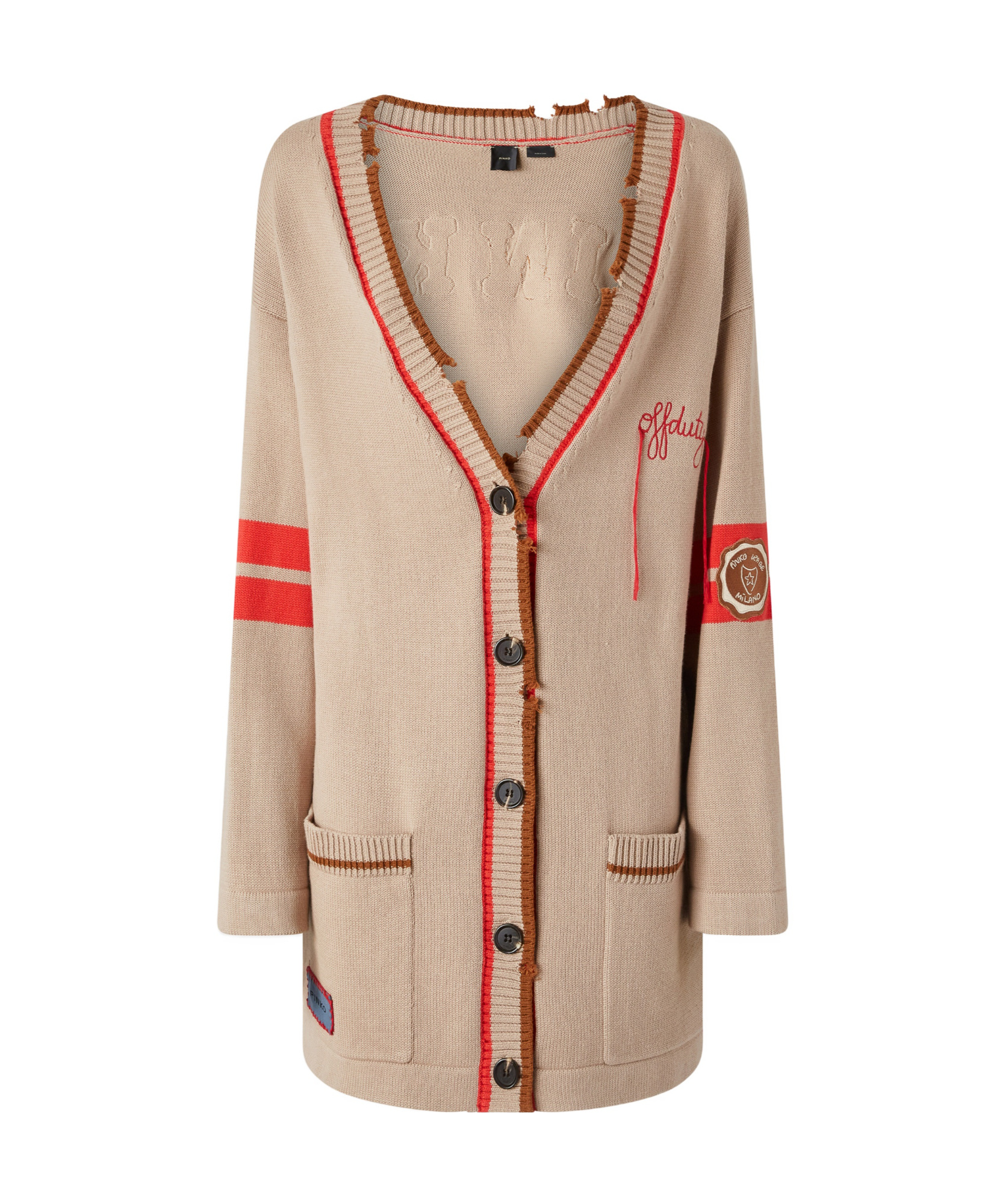 Pinko Button Knitted Cardigan In Nude
