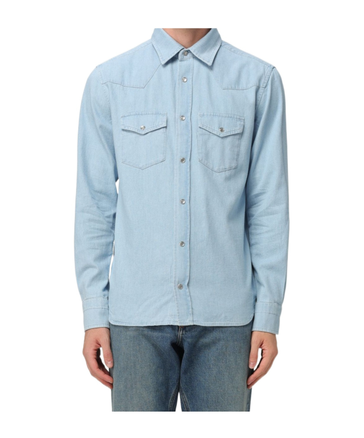 Tom Ford Denim Chambre Western Shirt In Blue