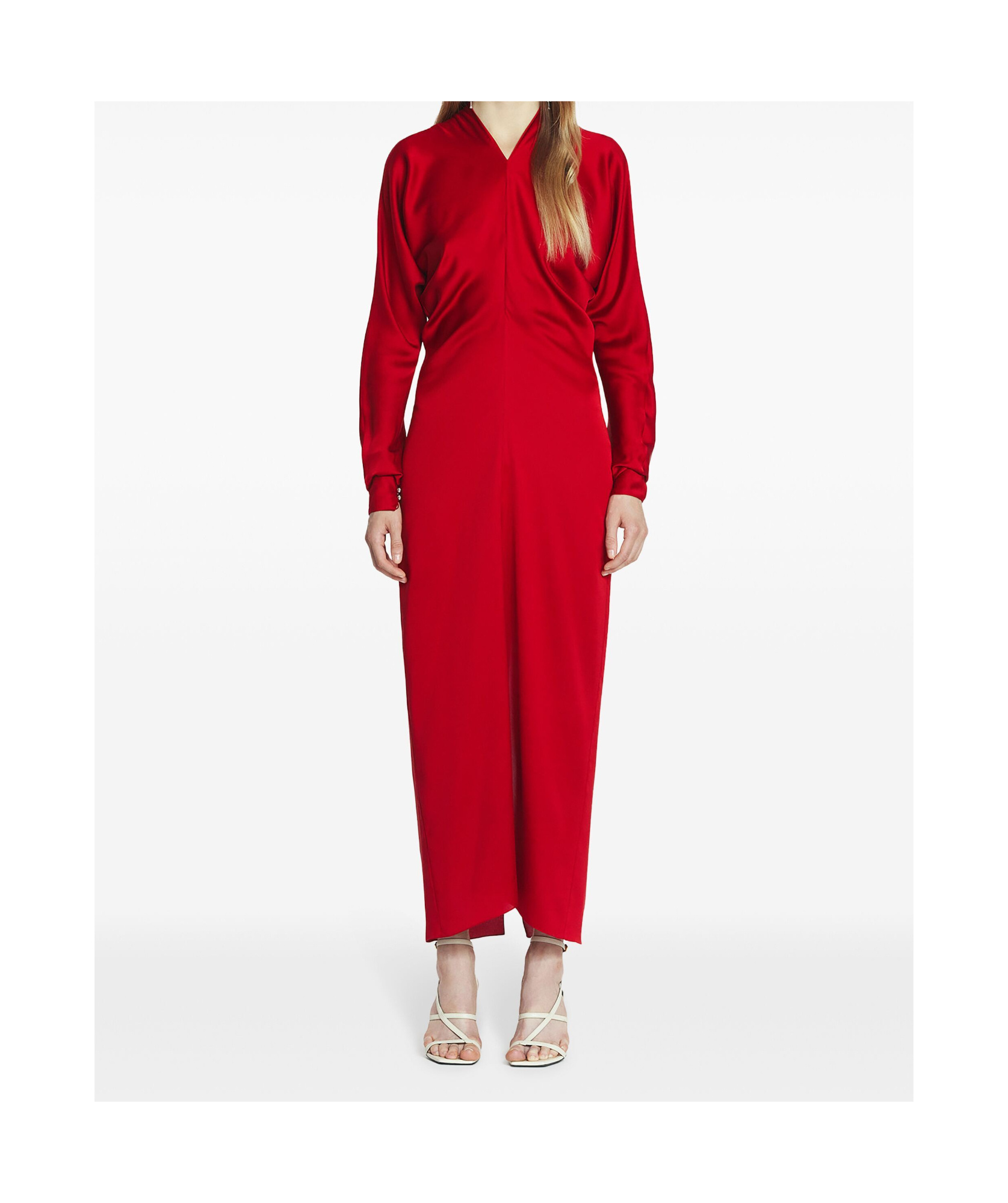 Lanvin Draped V-neck Dress In Red