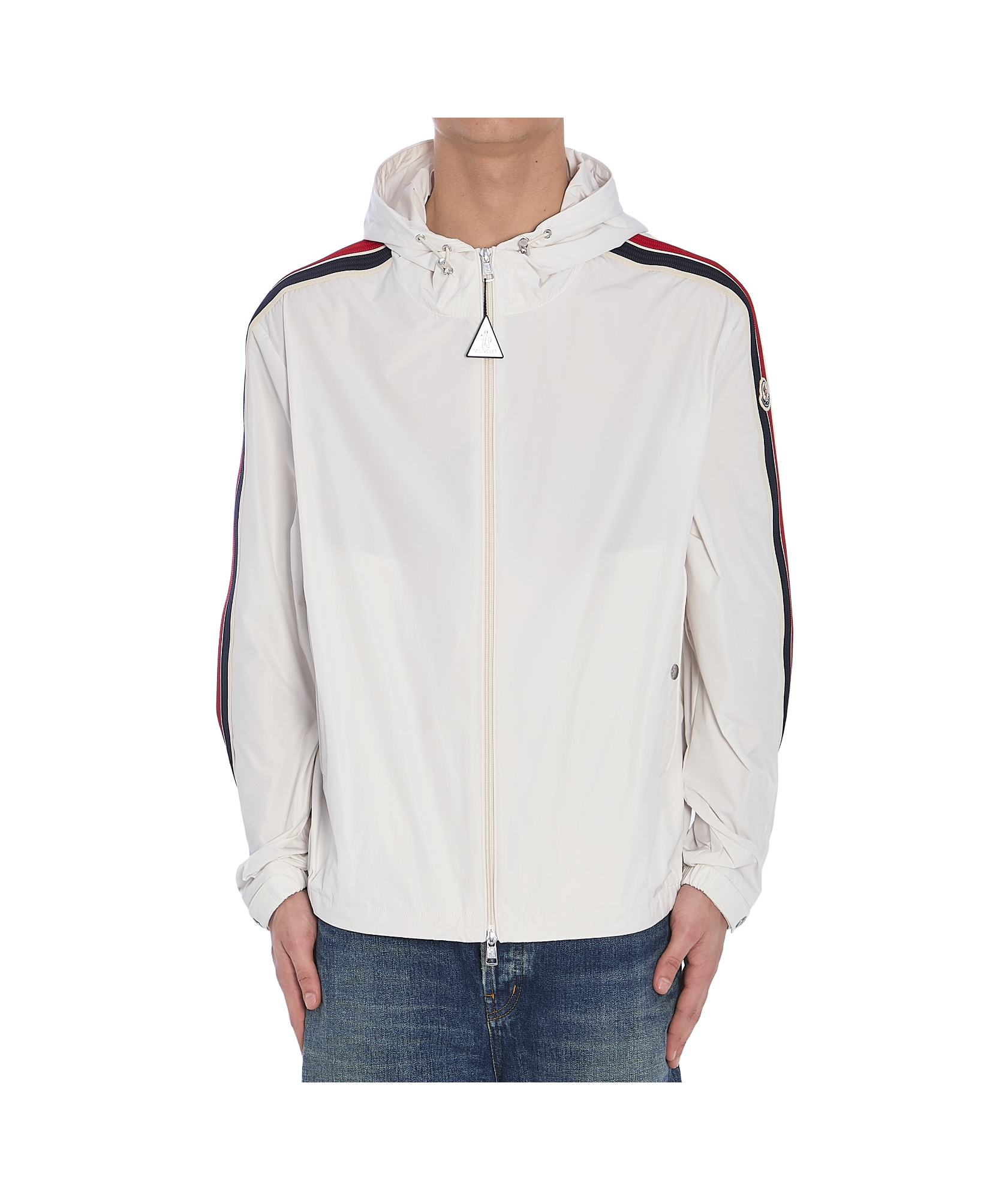 Moncler Snap Button Cuffs Hooded Jacket In White