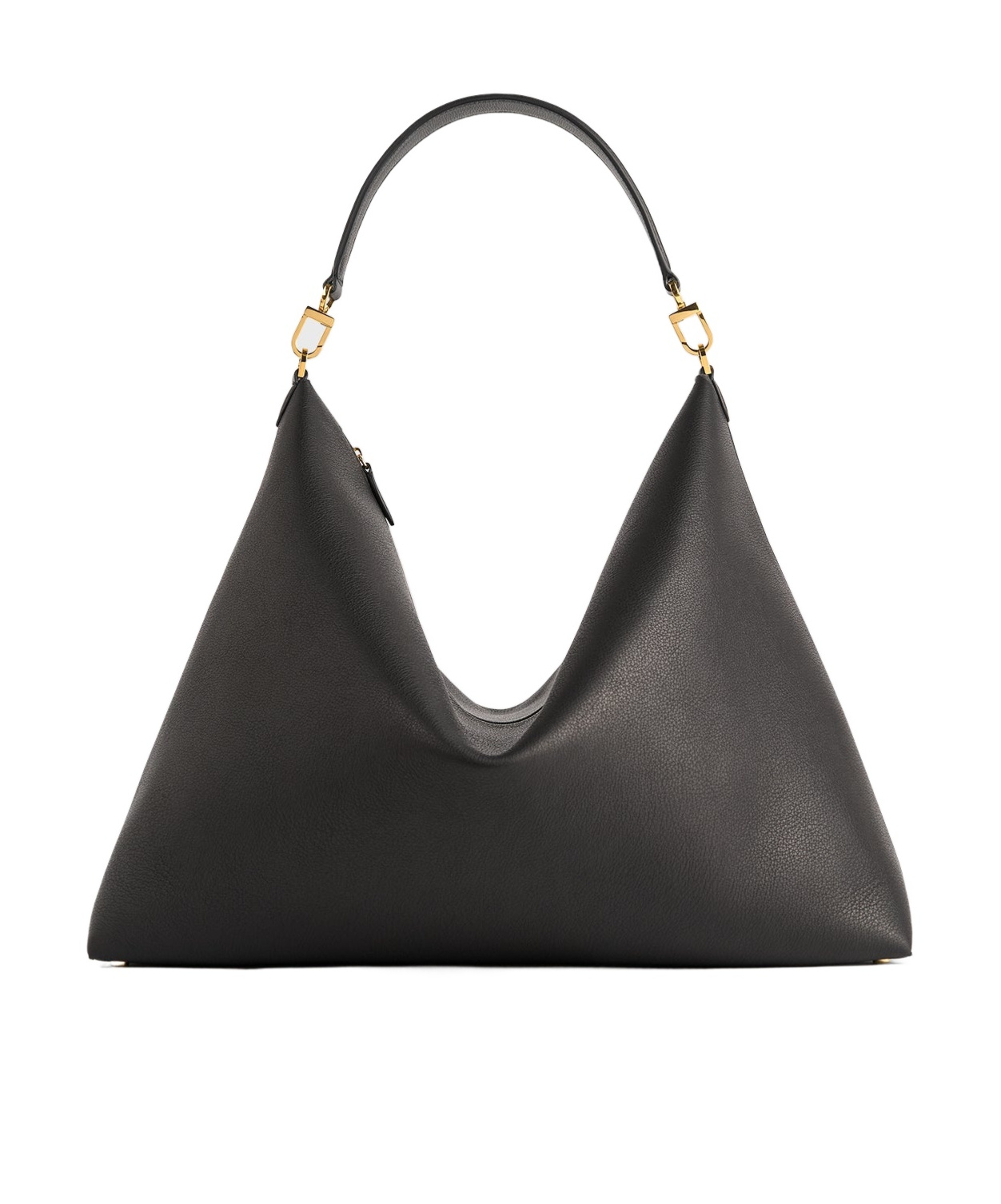 Totême Beveled Grain Leather Shoulder Bag In Black