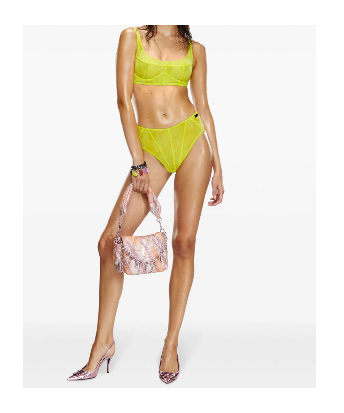 Shop Diesel X Savage X Fenty Longline Bra In Yellow