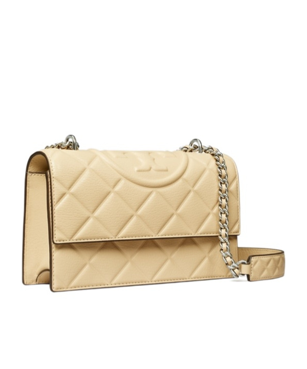Tory Burch Fleming Small Convertible Leather Shoulder Bag In Nude