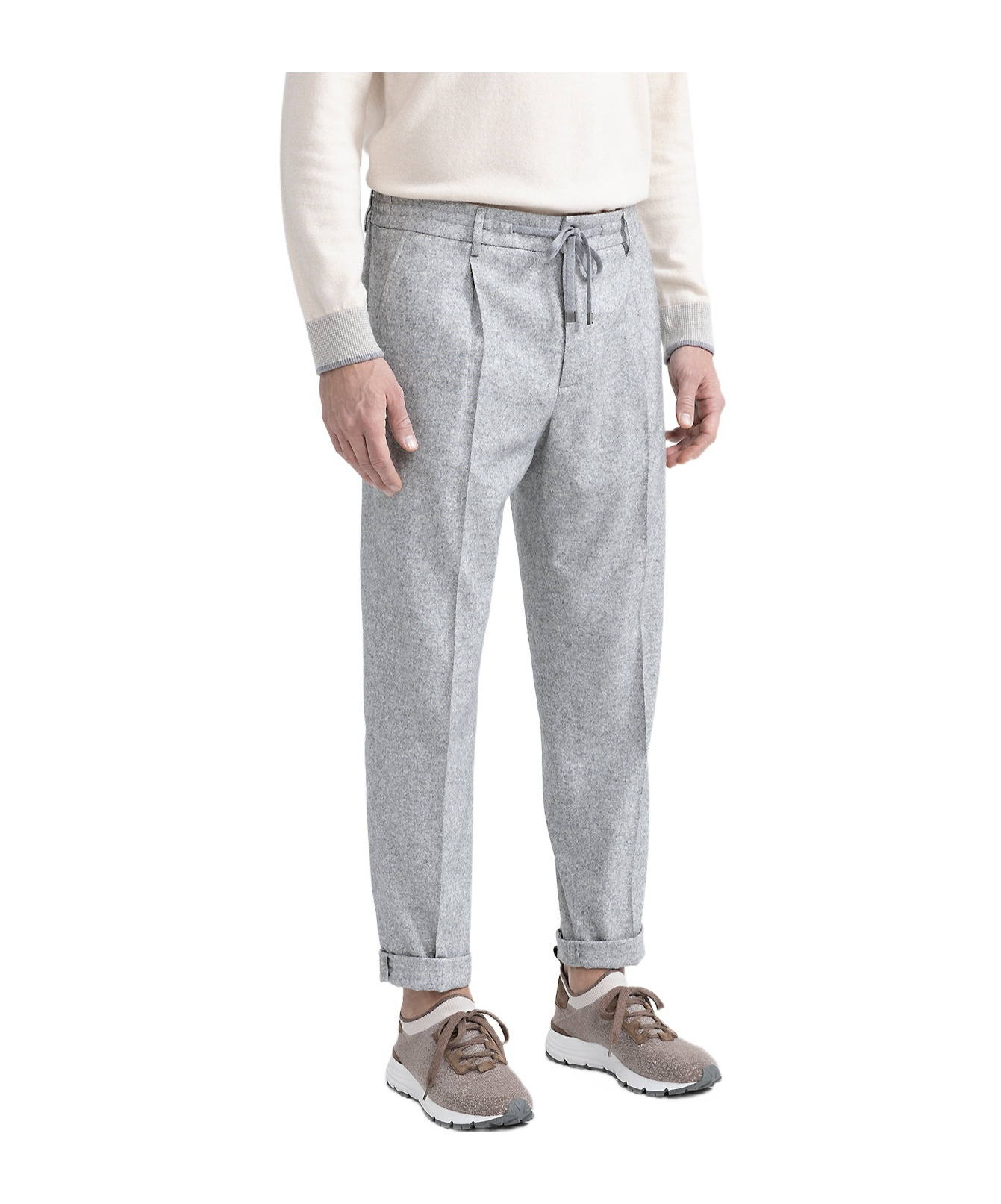 Peserico Elastic Waist Casual Pants In Gray