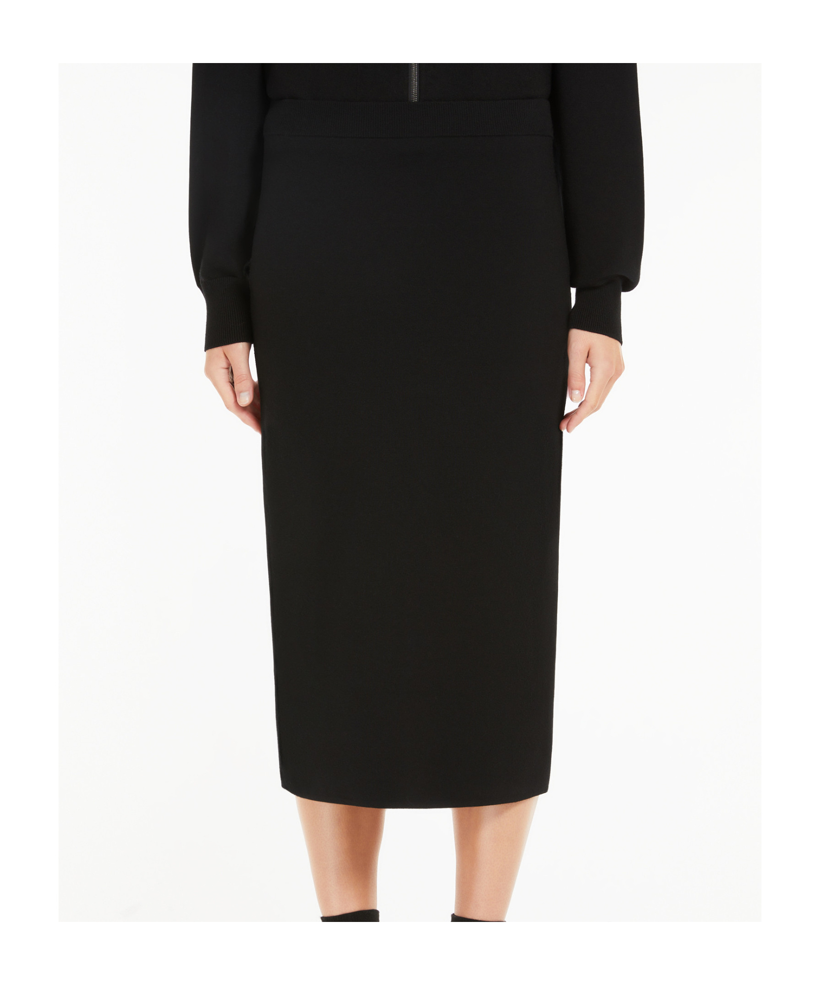 Max Mara Medium And Long Wool Pencil Skirt In Black
