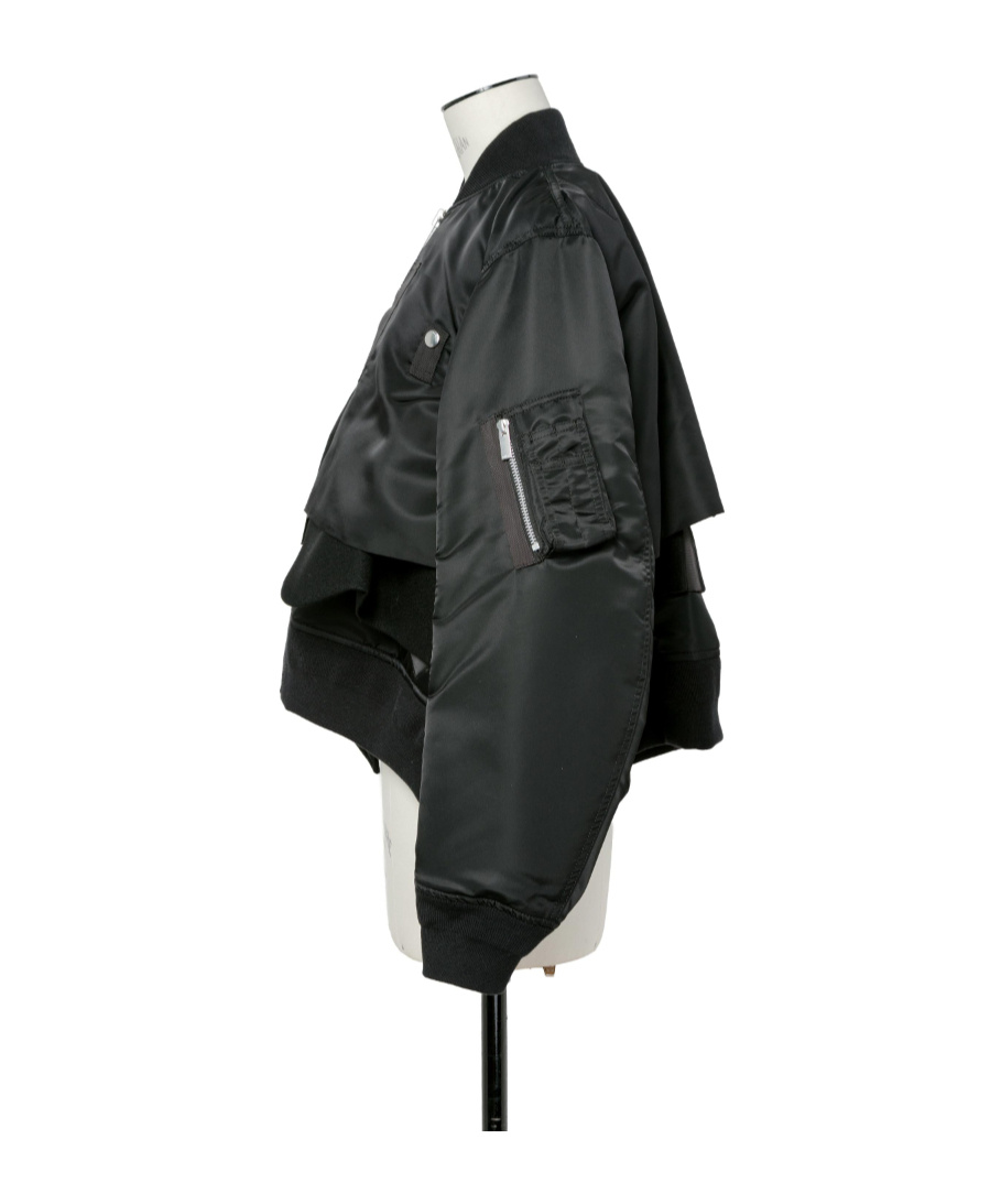 Sacai Blouson Nylon Twill Bomber Jacket In Black
