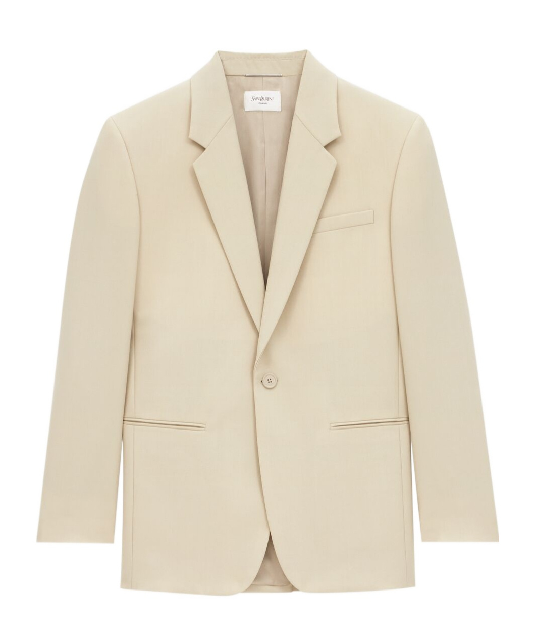 Saint Laurent Single-button Tailored Wool Jacket With Notched Lapels In Nude