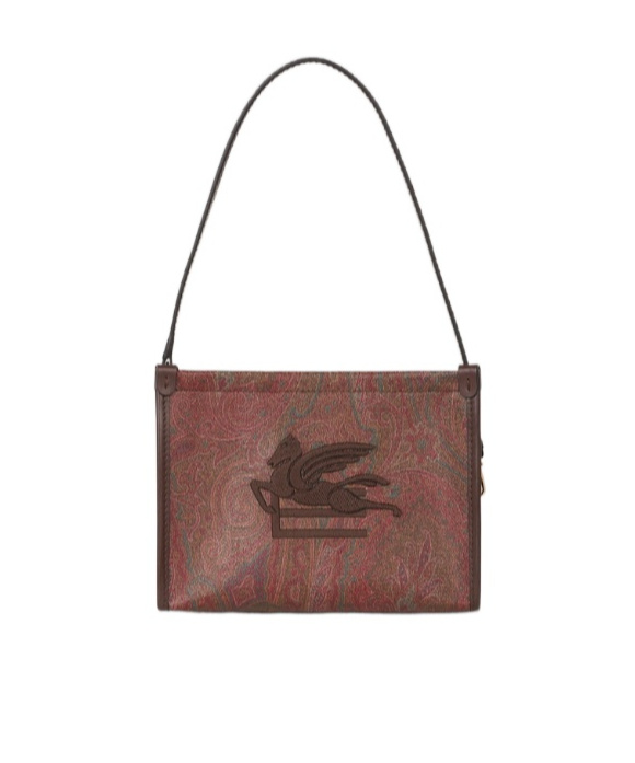 Etro Jacquard Zipped Shoulder Bag In Brown