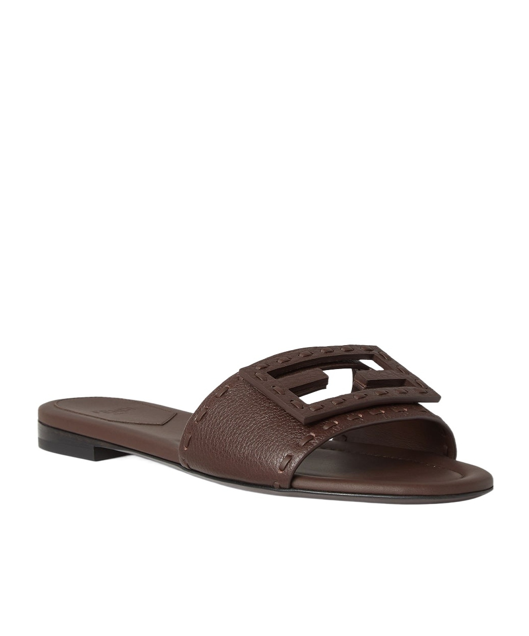 Fendi Logo-embellished Flat Sandals In Brown