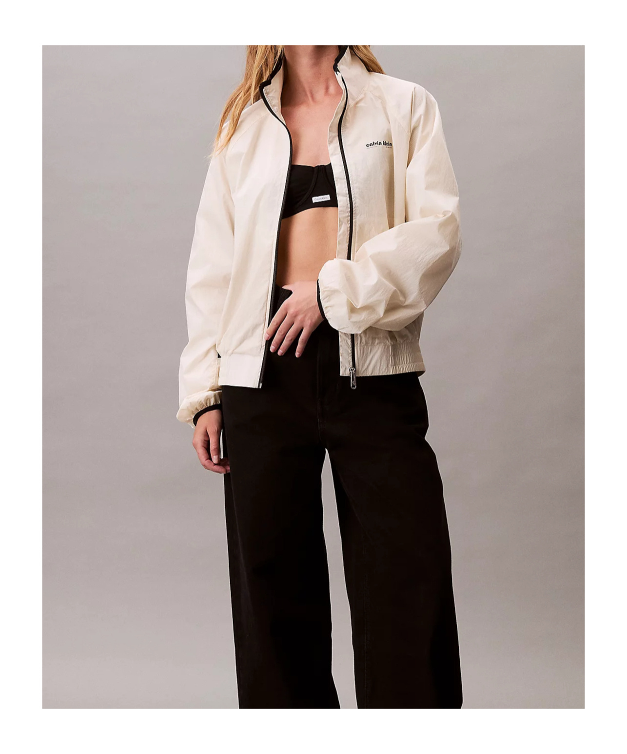 Calvin Klein Jeans Est.1978 White Polypropylene Shell Jacket In Neutral