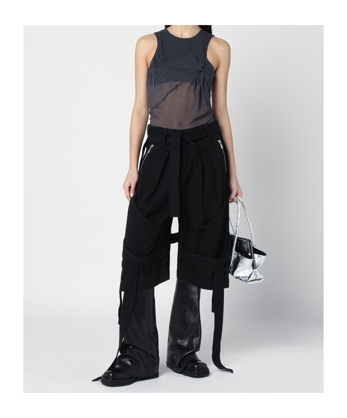 Shop Attico Silk Tank Top In Black