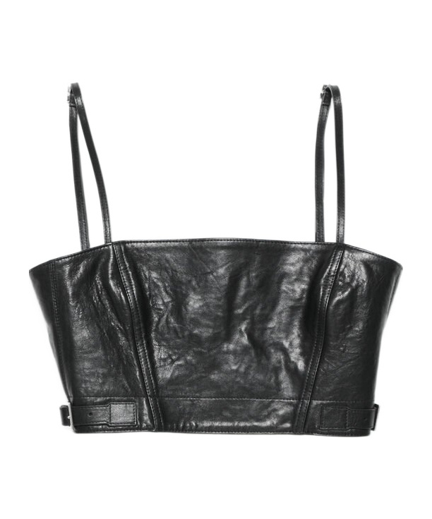 Acne Studios Leather Bustier Top In Black