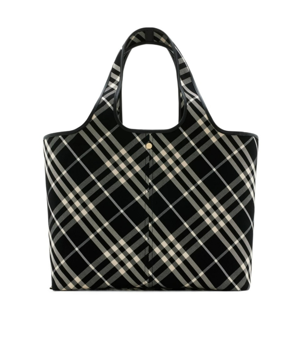 Burberry Medium Vintage Check Tote Bag In Black