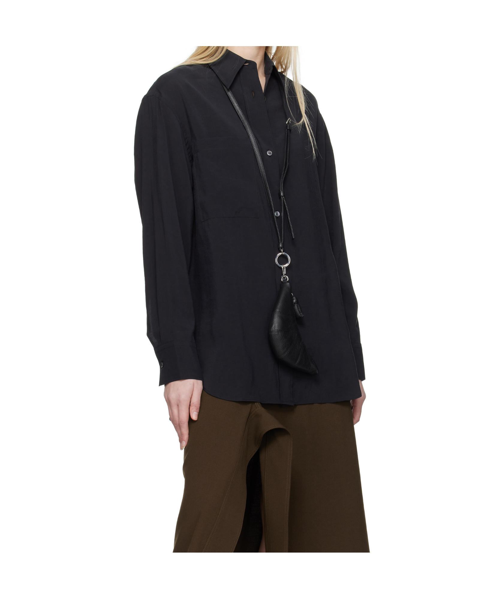 Studio Nicholson Lapel Short-sleeved Shirt In Black