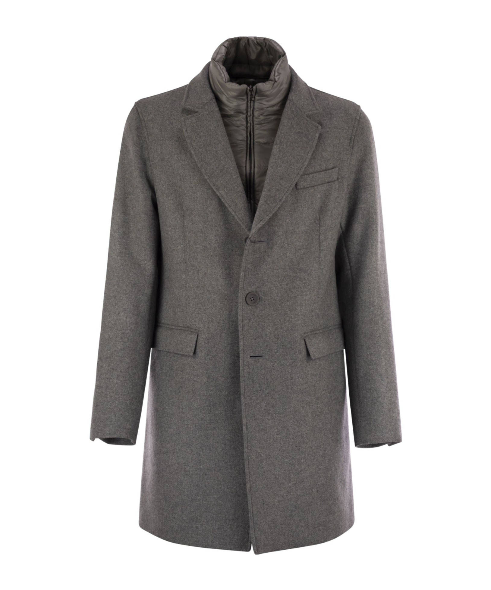 Herno Coat With Detachable Collar In Gray