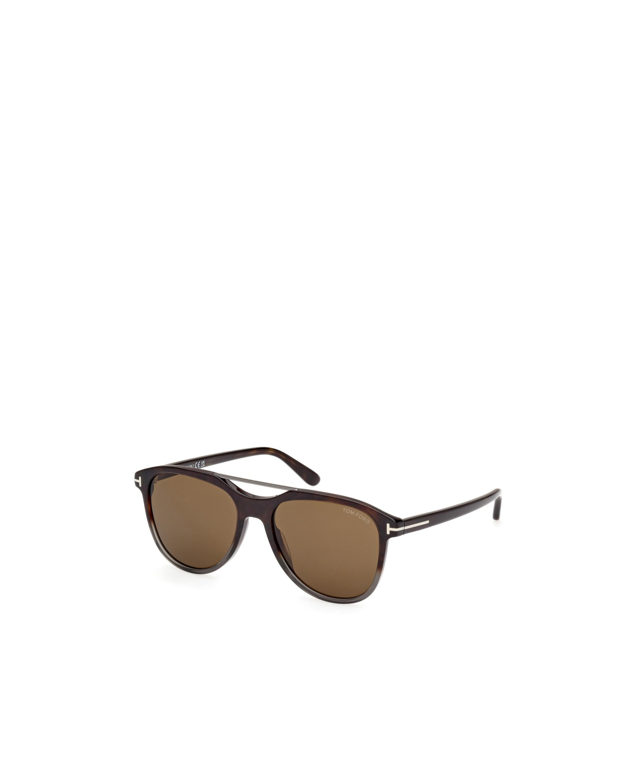 Tom Ford Eyewear Damian Pilot Frame Double Bridge Sunglasses In Brown