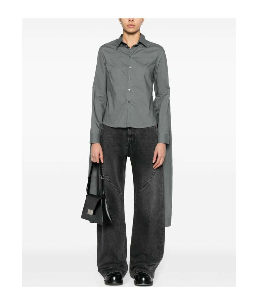 Mm6 Maison Margiela Double-sleeves Cotton Shirt In Gray