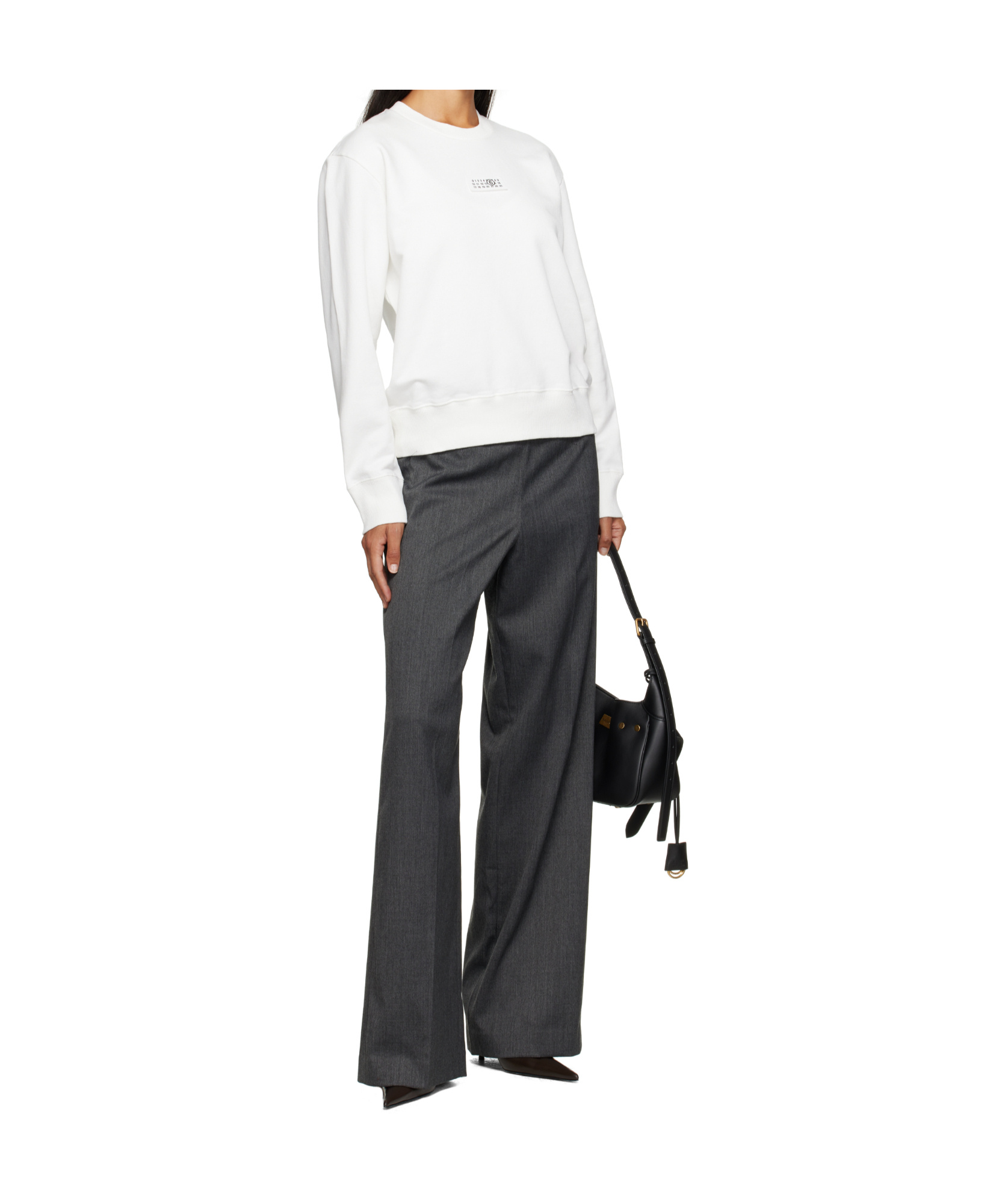 Mm6 Maison Margiela Off-white Logo Patch Sweatshirt In White