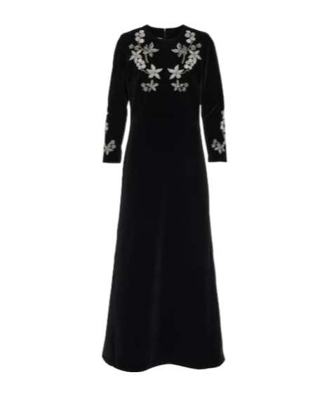 Dodo Bar Or Dushi Embellished Velvet Midi Dress In Black